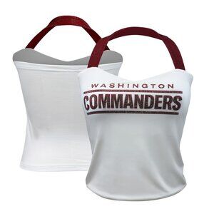 NFL Licensed White Crystal Halter Top--Washington Commanders
